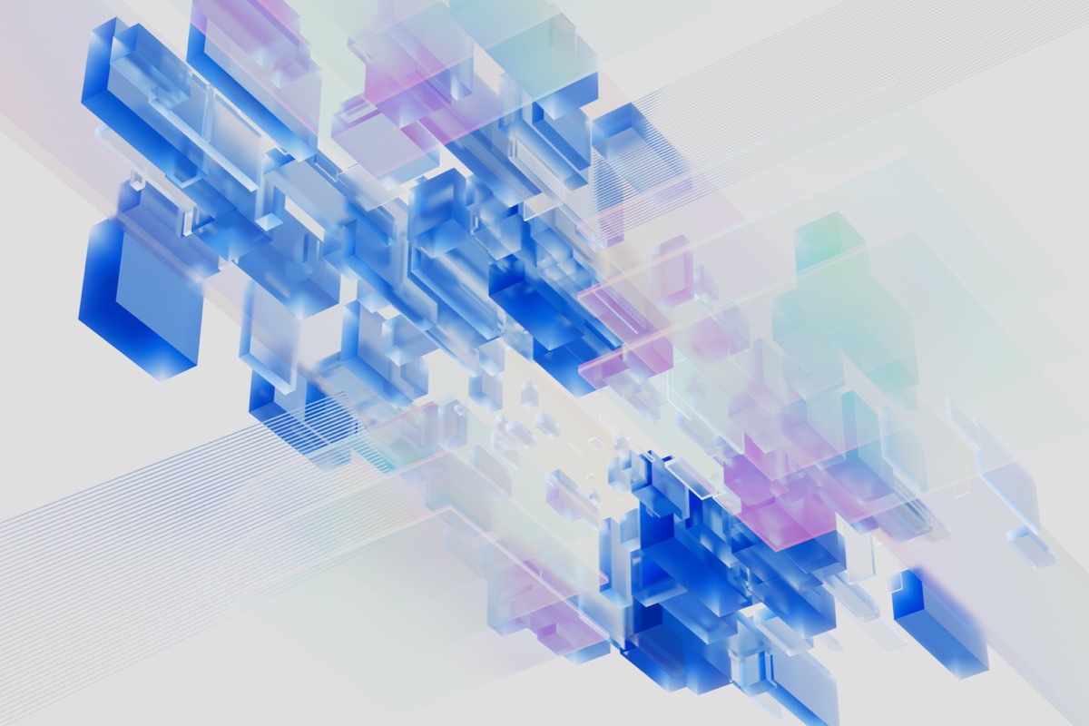 An abstract 3D visualisation of structured data blocks
